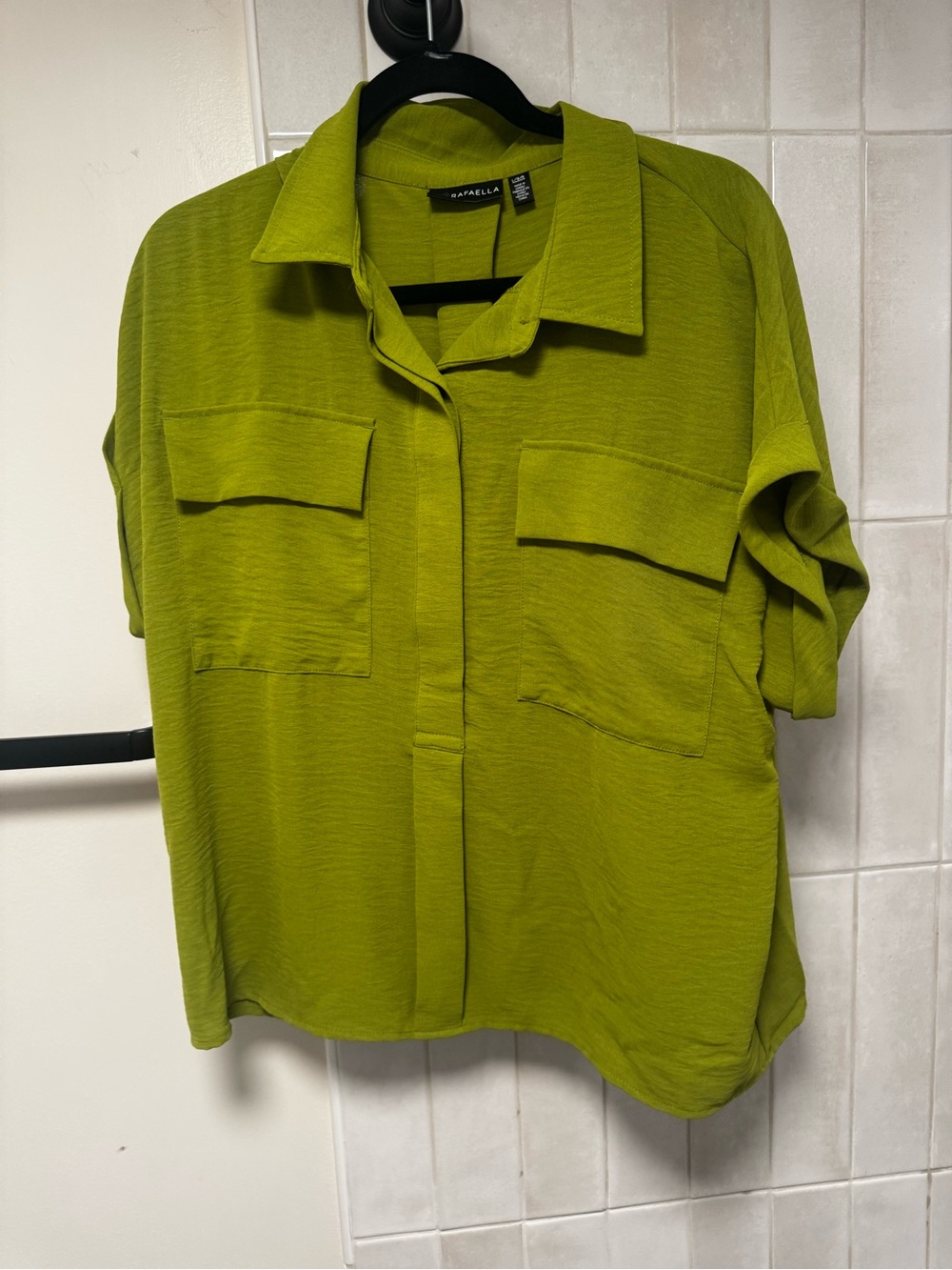 Rafaella Olive Green Button-Front Utility Shirt
